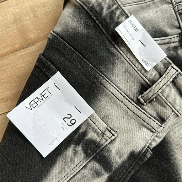 NWT Vervet Haylie High Rise Tie Dyed Crop Skinny Raw-Edge Jeans Black/Grey Sz 29 - Picture 6 of 9